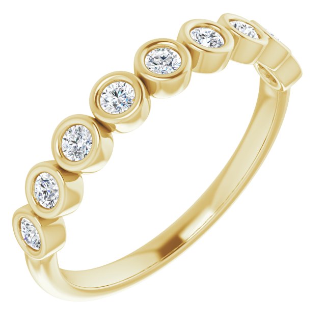 Round Diamond Bezel Set Wedding Band-VIRABYANI