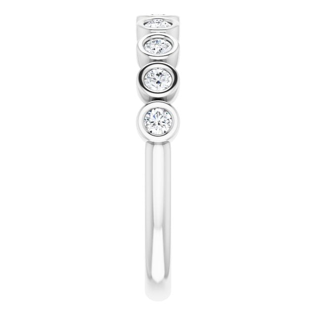 Round Diamond Bezel Set Wedding Band-VIRABYANI