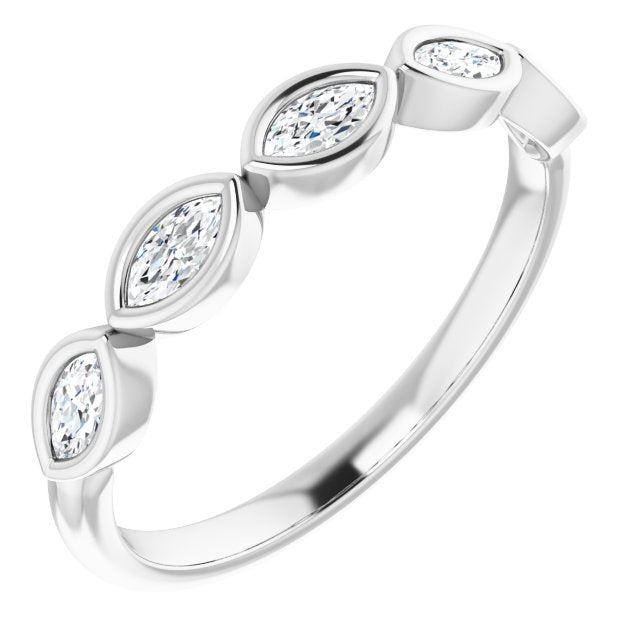 0.50 ct. Marquise Diamond Bezel Set Wedding Band-VIRABYANI