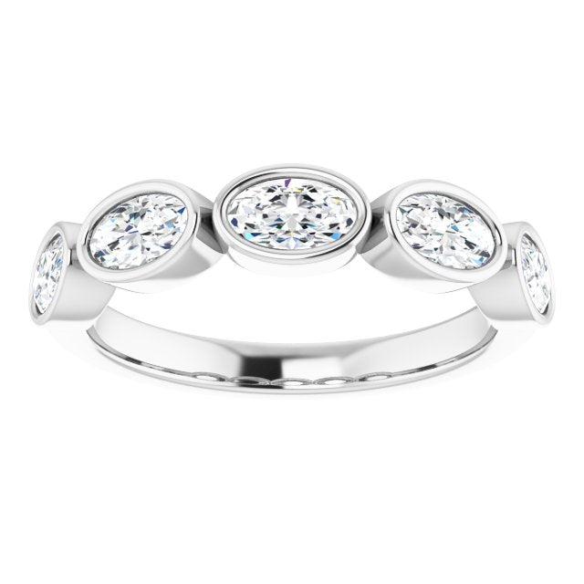 1.05 ct. Oval Cut Diamond Wedding Band 5 Stone Anniversary Ring-VIRABYANI