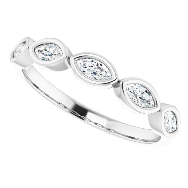 0.50 ct. Marquise Diamond Bezel Set Wedding Band-VIRABYANI