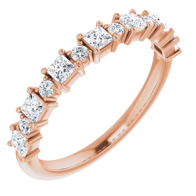 0.66 ct. Prong Set Princess And Round Cut Diamond Wedding Band-VIRABYANI