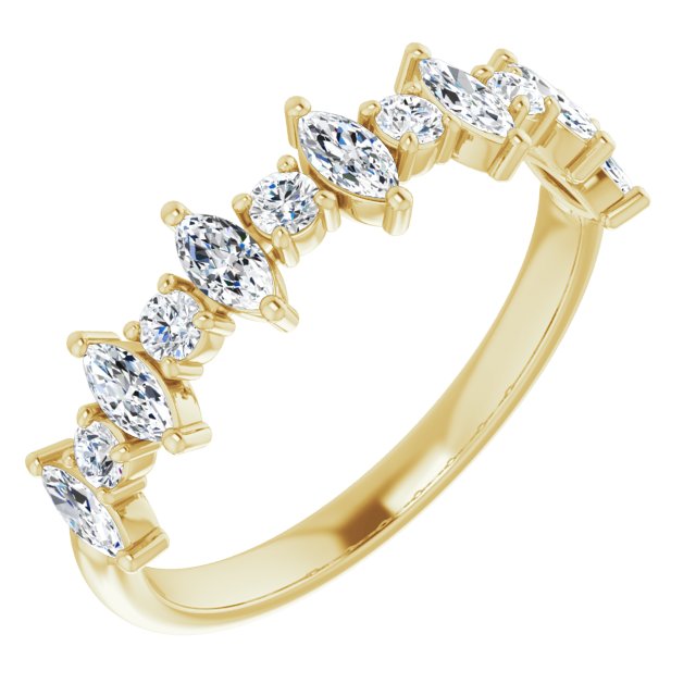 0.88 ct. Prong Set Marquise And Round Diamond Wedding Band-VIRABYANI