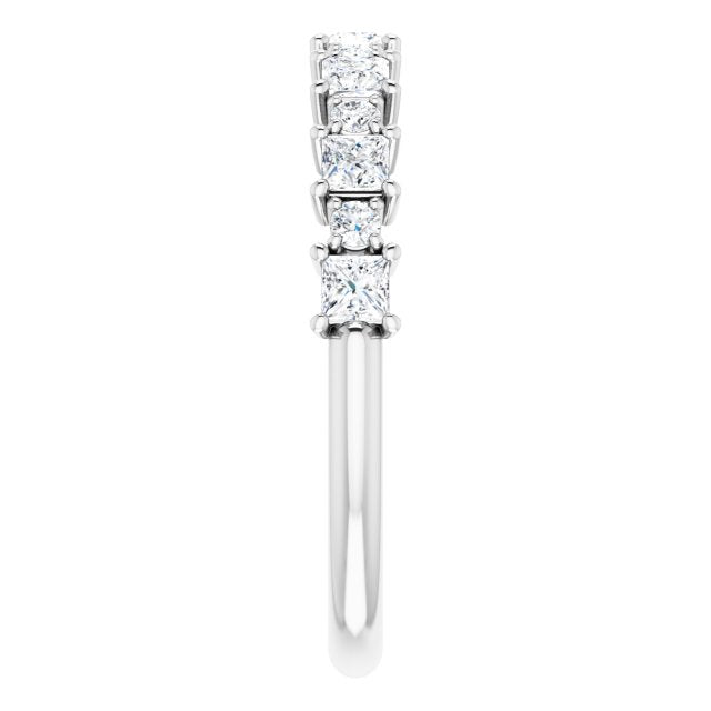 0.66 ct. Prong Set Princess And Round Cut Diamond Wedding Band-VIRABYANI