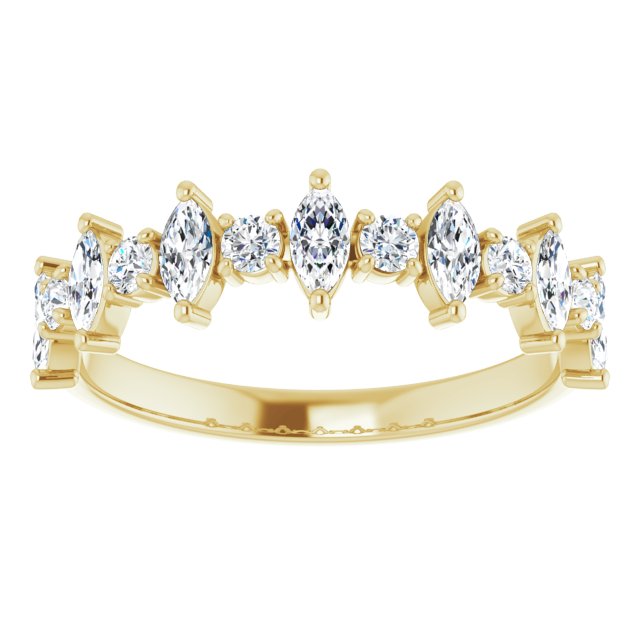 0.88 ct. Prong Set Marquise And Round Diamond Wedding Band-VIRABYANI