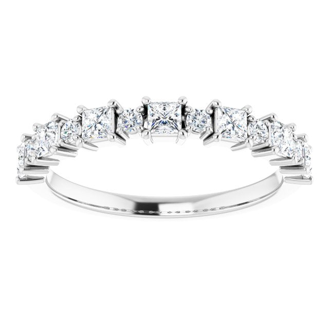 0.66 ct. Prong Set Princess And Round Cut Diamond Wedding Band-VIRABYANI