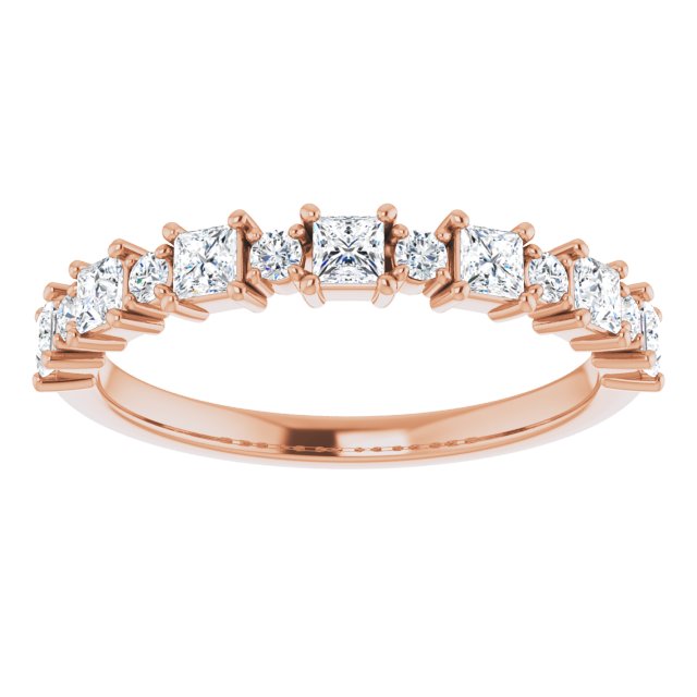 0.66 ct. Prong Set Princess And Round Cut Diamond Wedding Band-VIRABYANI