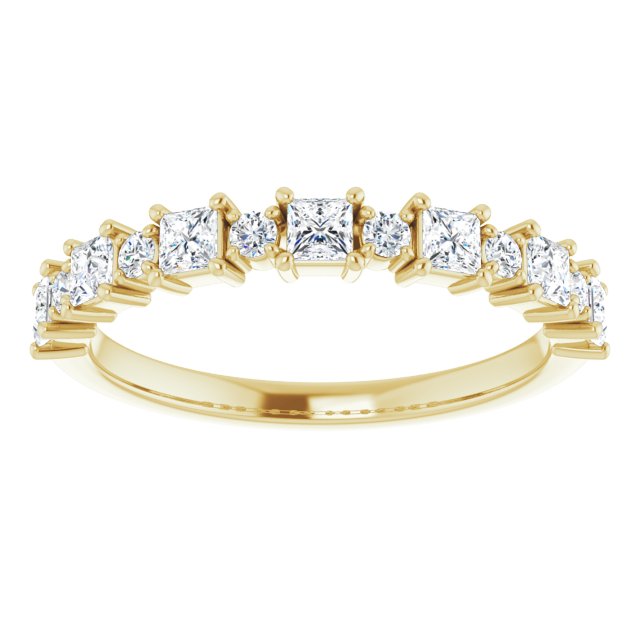 0.66 ct. Prong Set Princess And Round Cut Diamond Wedding Band-VIRABYANI