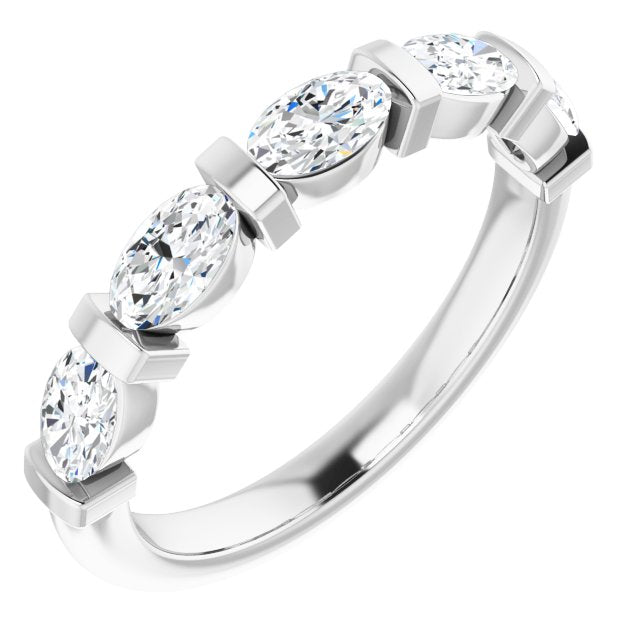 1.05 ct. Oval Cut Diamond Wedding Band 5 Stone Anniversary Ring-VIRABYANI