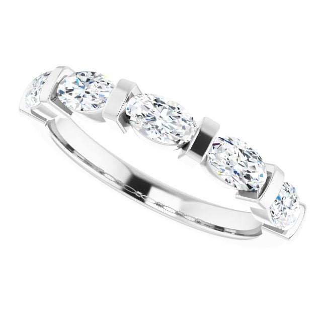 1.05 ct. Oval Cut Diamond Wedding Band 5 Stone Anniversary Ring-VIRABYANI