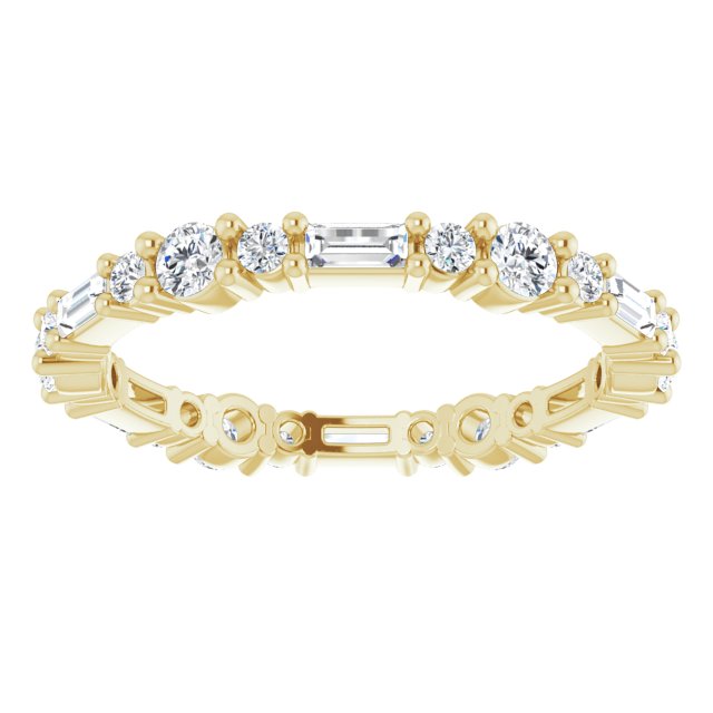 0.96 ct. Prong Set Baguette & Round Diamond Eternity Band-in 14K/18K White, Yellow, Rose Gold and Platinum - Christmas Jewelry Gift -VIRABYANI