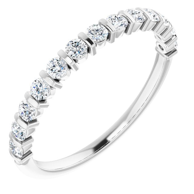 0.37 ct. Round Cut Diamond Wedding Band Bar Set Anniversary Ring-VIRABYANI