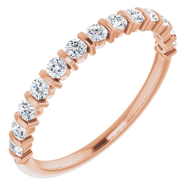 0.37 ct. Round Cut Diamond, Bar Set Wedding Band-in 14K/18K White, Yellow, Rose Gold and Platinum - Christmas Jewelry Gift -VIRABYANI