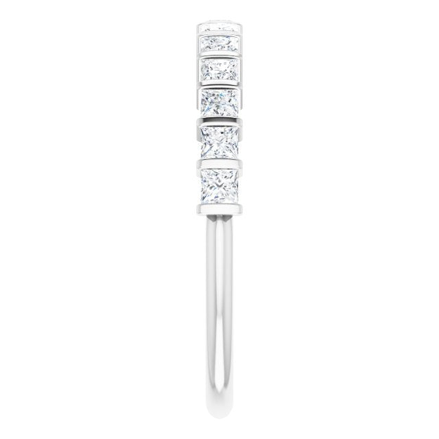 0.78 ct. Bar Set Princess Cut Diamond Wedding Band-in 14K/18K White, Yellow, Rose Gold and Platinum - Christmas Jewelry Gift -VIRABYANI