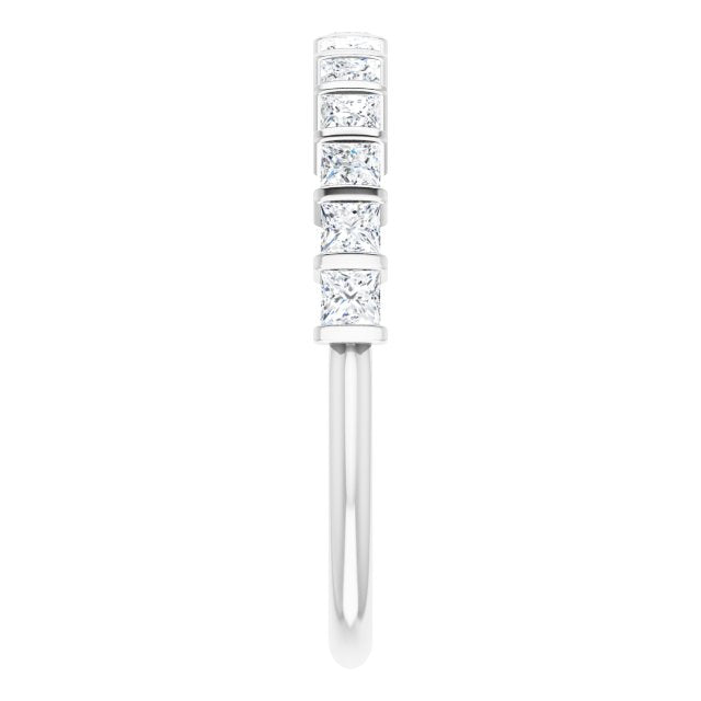 0.78 ct. Princess Cut Diamond Wedding Band Bar Set Anniversary Ring-VIRABYANI