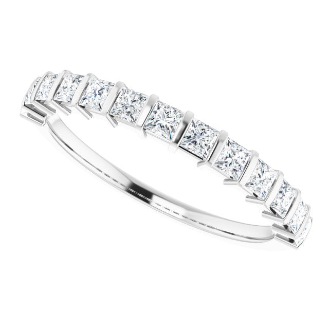 0.78 ct. Bar Set Princess Cut Diamond Wedding Band-in 14K/18K White, Yellow, Rose Gold and Platinum - Christmas Jewelry Gift -VIRABYANI