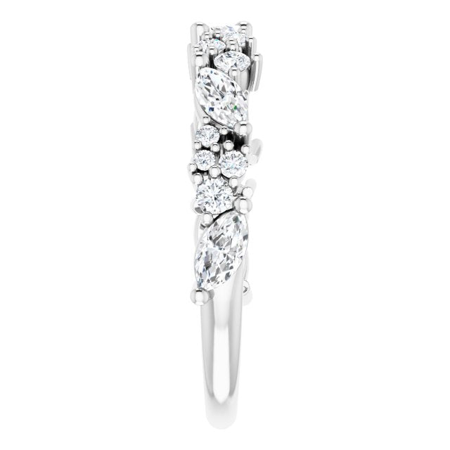 0.95 ct. Marquise And Round Diamond Wedding Band-VIRABYANI