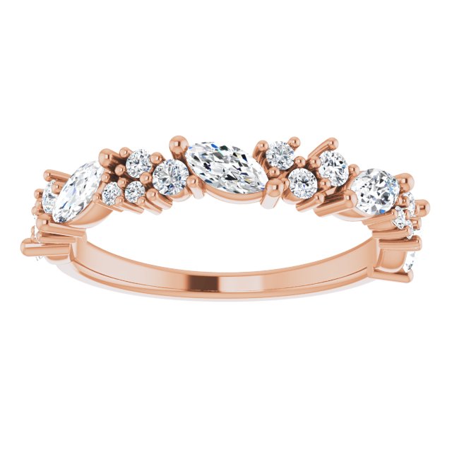 0.95 ct. Marquise And Round Diamond Wedding Band-VIRABYANI