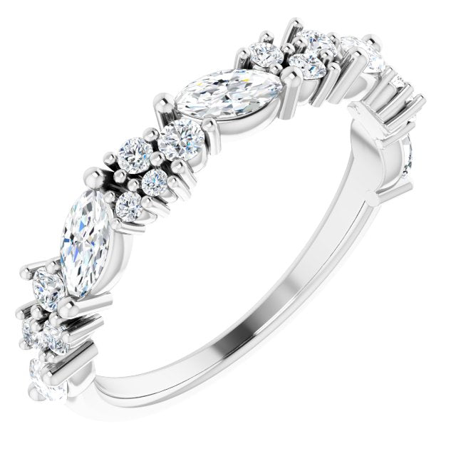 0.95 ct. Marquise And Round Diamond Wedding Band-VIRABYANI