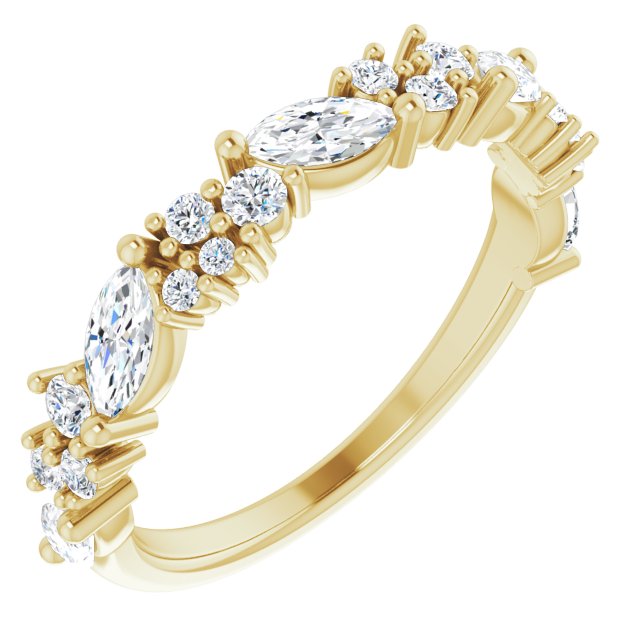 0.95 ct. Marquise And Round Diamond Wedding Band-VIRABYANI