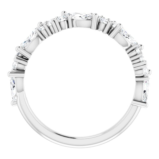 0.95 ct. Marquise And Round Diamond Wedding Band-VIRABYANI