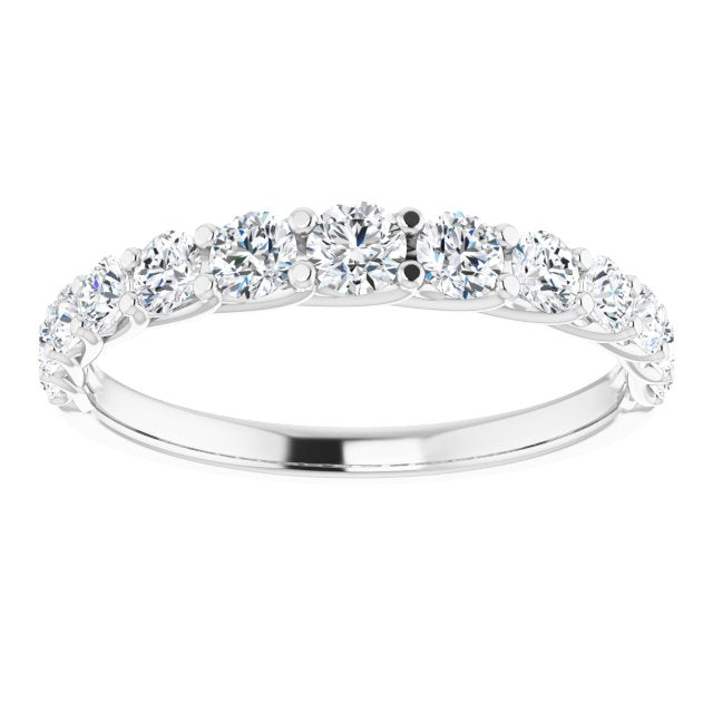 0.75 ct. Graduating Round Cut Diamond Shared Prong Wedding Band-in 14K/18K White, Yellow, Rose Gold and Platinum - Christmas Jewelry Gift -VIRABYANI