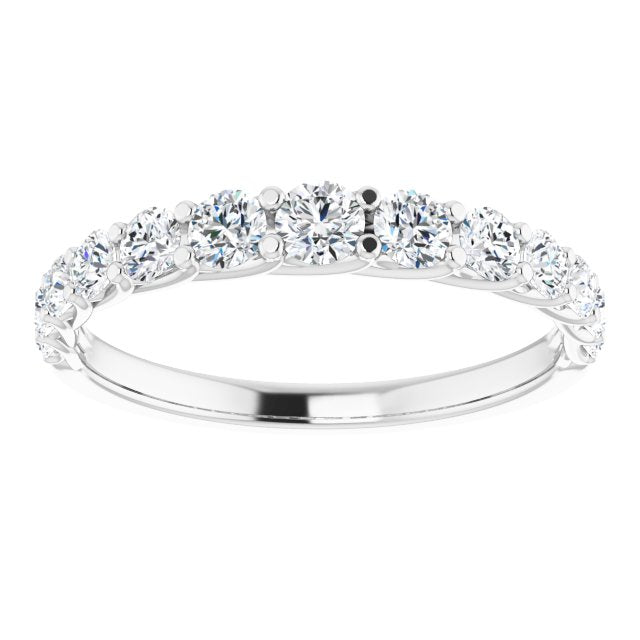 0.75 ct. Graduating Round Cut Diamond Shared Prong Wedding Band-VIRABYANI