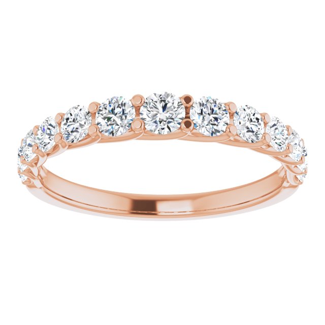 0.75 ct. Graduating Round Cut Diamond Shared Prong Wedding Band-in 14K/18K White, Yellow, Rose Gold and Platinum - Christmas Jewelry Gift -VIRABYANI