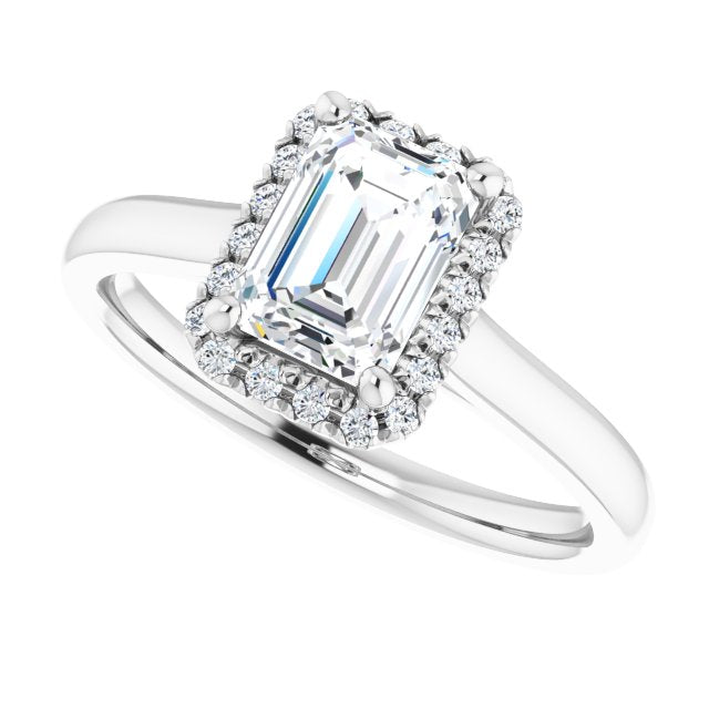 Emerald Cut Diamond Halo Engagement Ring-in 14K/18K White, Yellow, Rose Gold and Platinum - Christmas Jewelry Gift -VIRABYANI