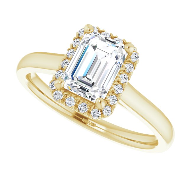 Emerald Cut Diamond Halo Engagement Ring-in 14K/18K White, Yellow, Rose Gold and Platinum - Christmas Jewelry Gift -VIRABYANI