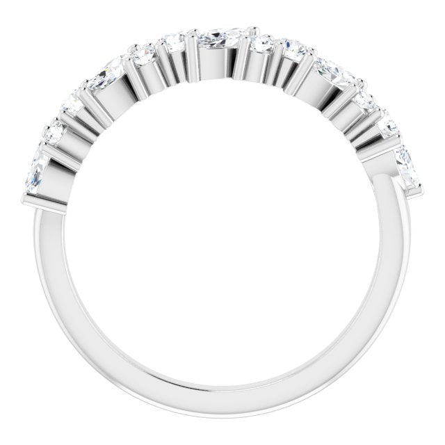 0.86 ct. Marquise And Round Diamond Wedding Band-in 14K/18K White, Yellow, Rose Gold and Platinum - Christmas Jewelry Gift -VIRABYANI