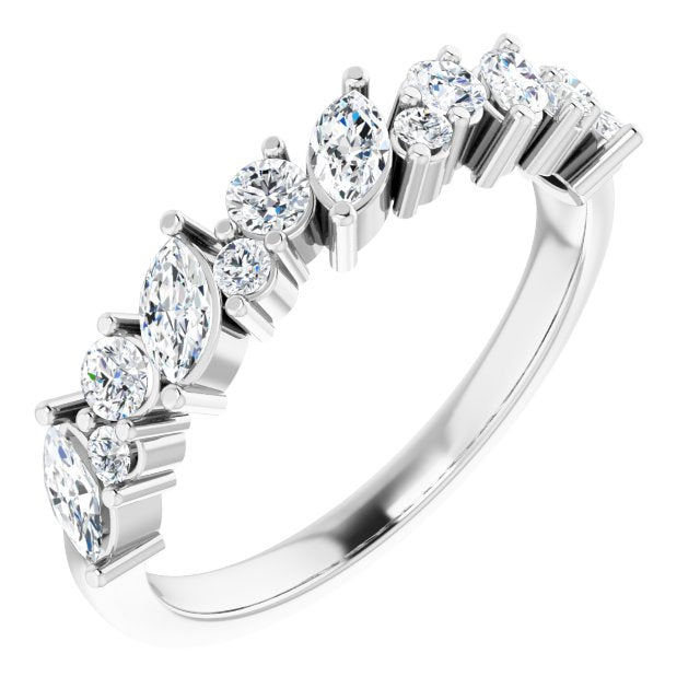 0.86 ct. Marquise And Round Diamond Wedding Band-VIRABYANI