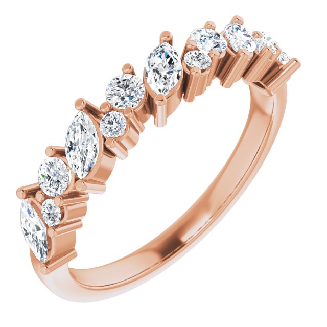 0.86 ct. Marquise And Round Diamond Wedding Band-VIRABYANI