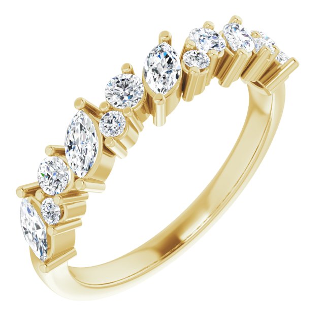 0.86 ct. Marquise And Round Diamond Wedding Band-VIRABYANI