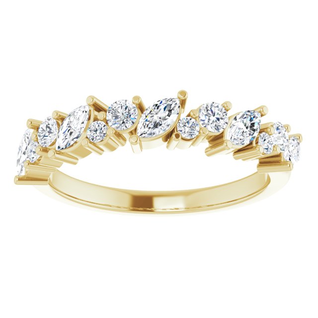 0.86 ct. Marquise And Round Diamond Wedding Band-in 14K/18K White, Yellow, Rose Gold and Platinum - Christmas Jewelry Gift -VIRABYANI