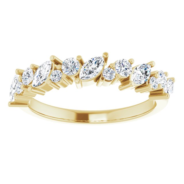 0.86 ct. Marquise And Round Diamond Wedding Band-VIRABYANI