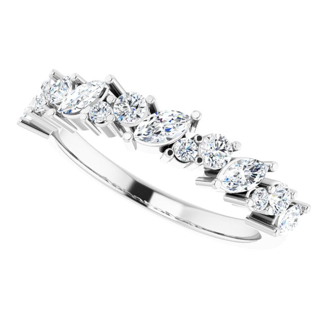 0.86 ct. Marquise And Round Diamond Wedding Band-VIRABYANI
