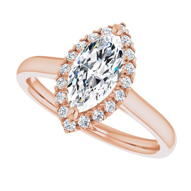 Marquise Cut Diamond Halo Engagement Ring-in 14K/18K White, Yellow, Rose Gold and Platinum - Christmas Jewelry Gift -VIRABYANI