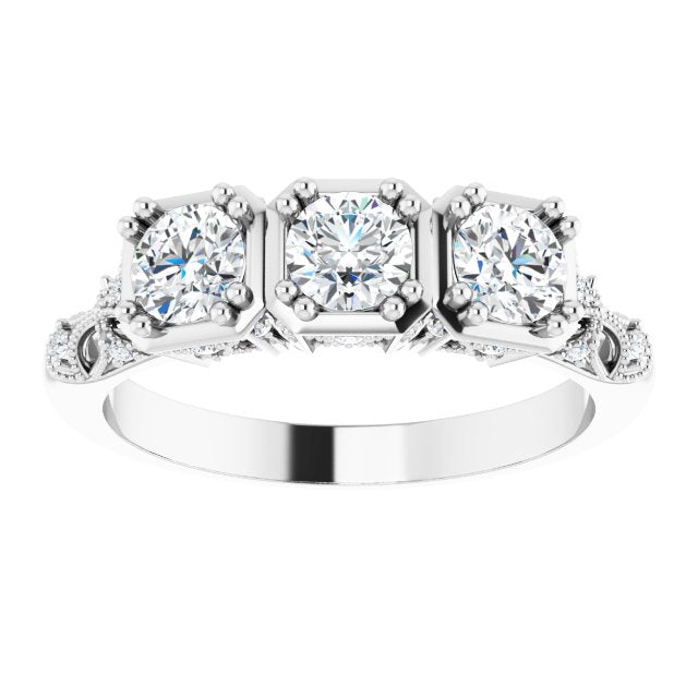 0.87 ct. Round Diamond Vintage Inspired Wedding Band-VIRABYANI