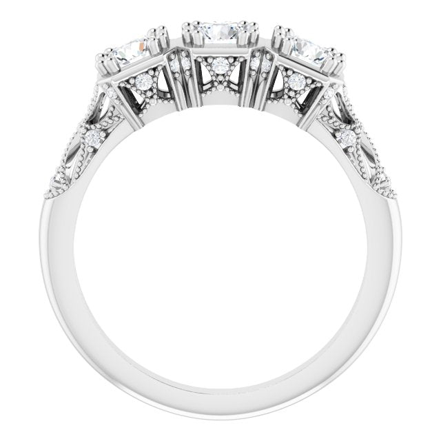 0.87 ct. Round Diamond Vintage Inspired Wedding Band-VIRABYANI