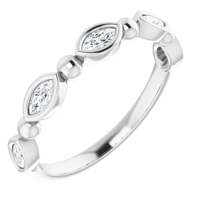 0.50 ct. Marquise Diamond Bezel Set Wedding Band-VIRABYANI