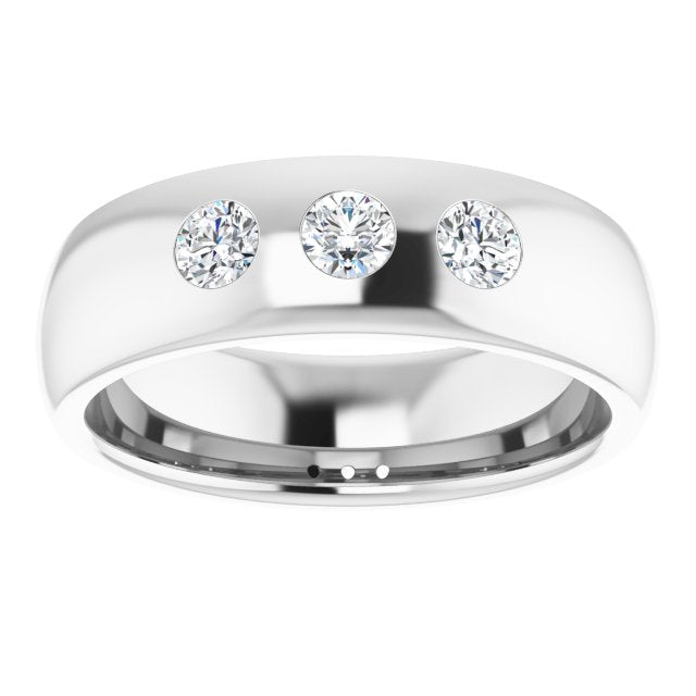 0.30 ctw Bezel Set Diamond Men's Rounded Ring-in 14K/18K White, Yellow, Rose Gold and Platinum - Christmas Jewelry Gift -VIRABYANI