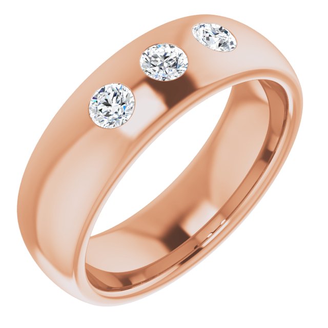 0.30 ctw Bezel Set Diamond Men's Rounded Ring-in 14K/18K White, Yellow, Rose Gold and Platinum - Christmas Jewelry Gift -VIRABYANI
