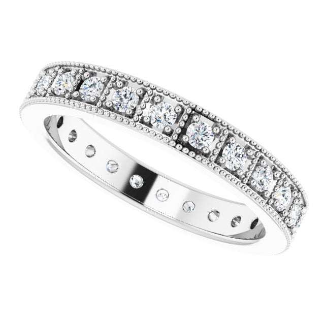 0.50 ct. Round Diamond Milgrain Accent Eternity Band-VIRABYANI
