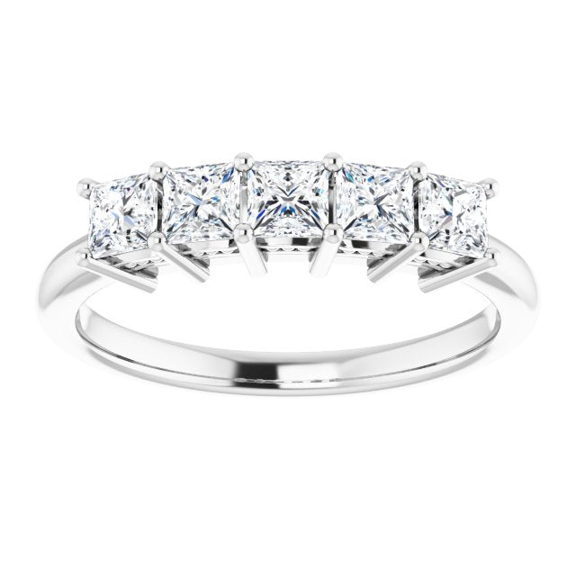 0.90 ct. Princess Cut Diamond Hidden Milgrain Accent Wedding Band-VIRABYANI