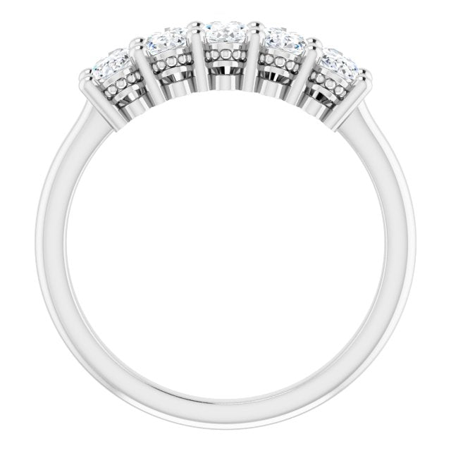 1.05 ct. Oval Cut Diamond Wedding Band 5 Stone Anniversary Ring-VIRABYANI