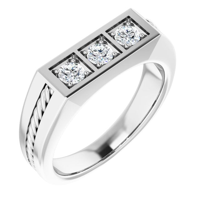 0.50 ctw Round Diamond Rope Design Men's Ring-in 14K/18K White, Yellow, Rose Gold and Platinum - Christmas Jewelry Gift -VIRABYANI