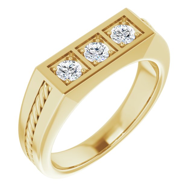 0.50 ctw Round Diamond Rope Design Men's Ring-in 14K/18K White, Yellow, Rose Gold and Platinum - Christmas Jewelry Gift -VIRABYANI
