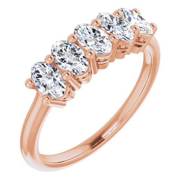 1.05 ct. Oval Cut Diamond Wedding Band 5 Stone Anniversary Ring-VIRABYANI