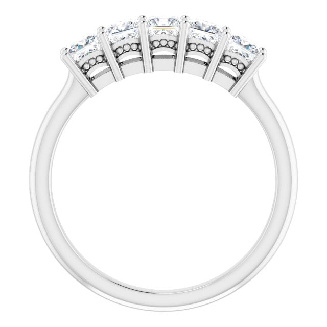0.90 ct. Shared Prong Princess Cut Diamond Milgrain Accent Wedding Band-in 14K/18K White, Yellow, Rose Gold and Platinum - Christmas Jewelry Gift -VIRABYANI